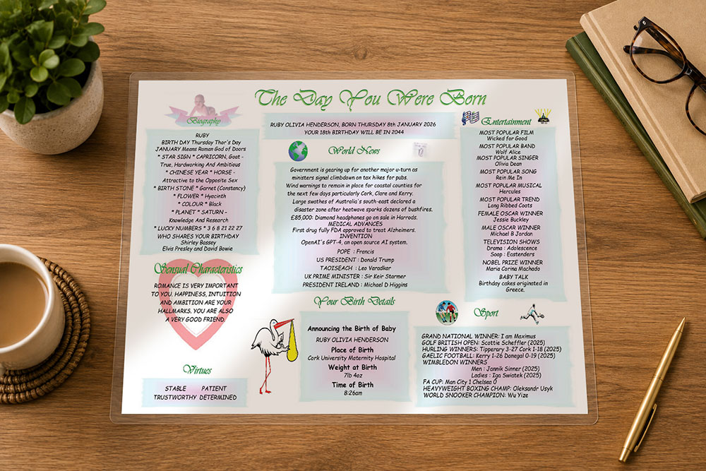 Day You Were Born new born style chart